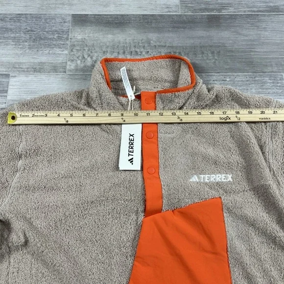 Adidas Men's XL Terrex XPloric High Pile Snap Fleece Pullover Beige IN3107 NWT - Picture 5 of 11